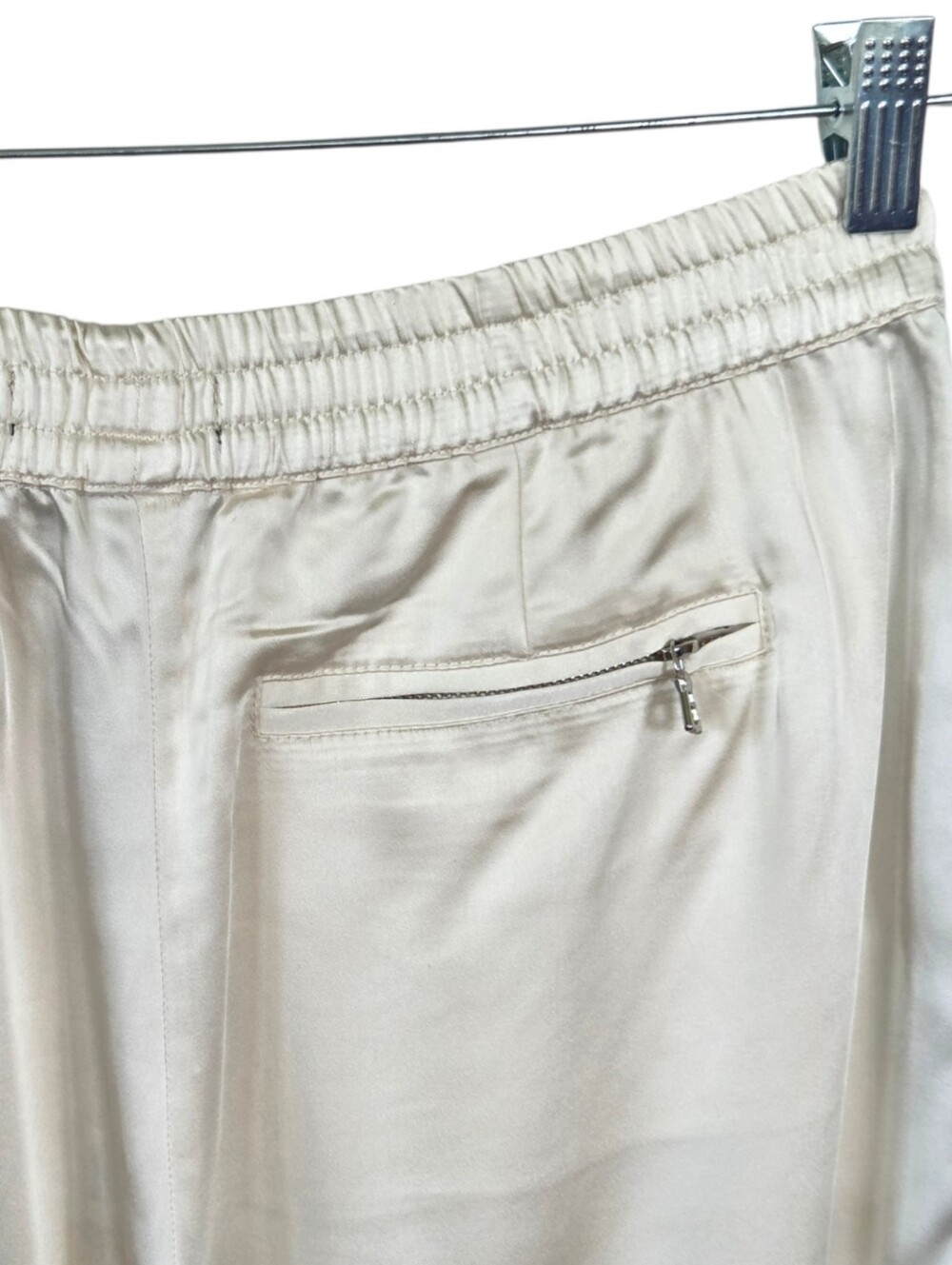 Sanctuary Satin Track Pants XS Ivory Black Stripe Relaxed Straight Sporty Luxe - Picture 9 of 14